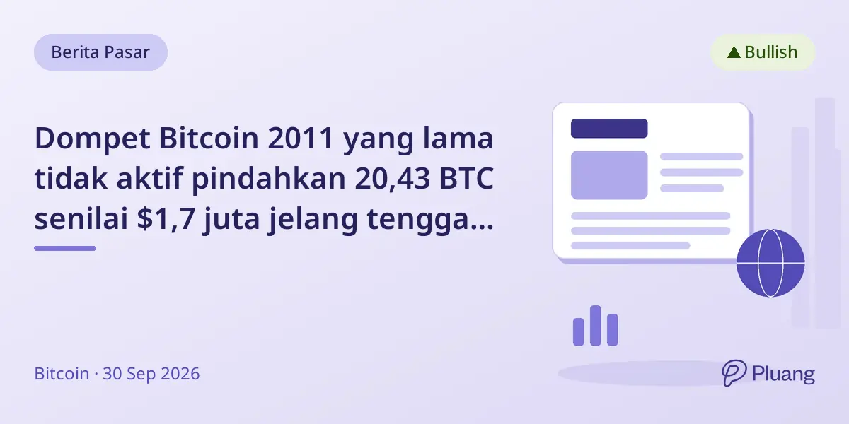 Dompet Bitcoin 2011 yang lama tidak aktif pindahkan 20,43 BTC senilai $1,7 juta jelang tenggat Mt. Gox