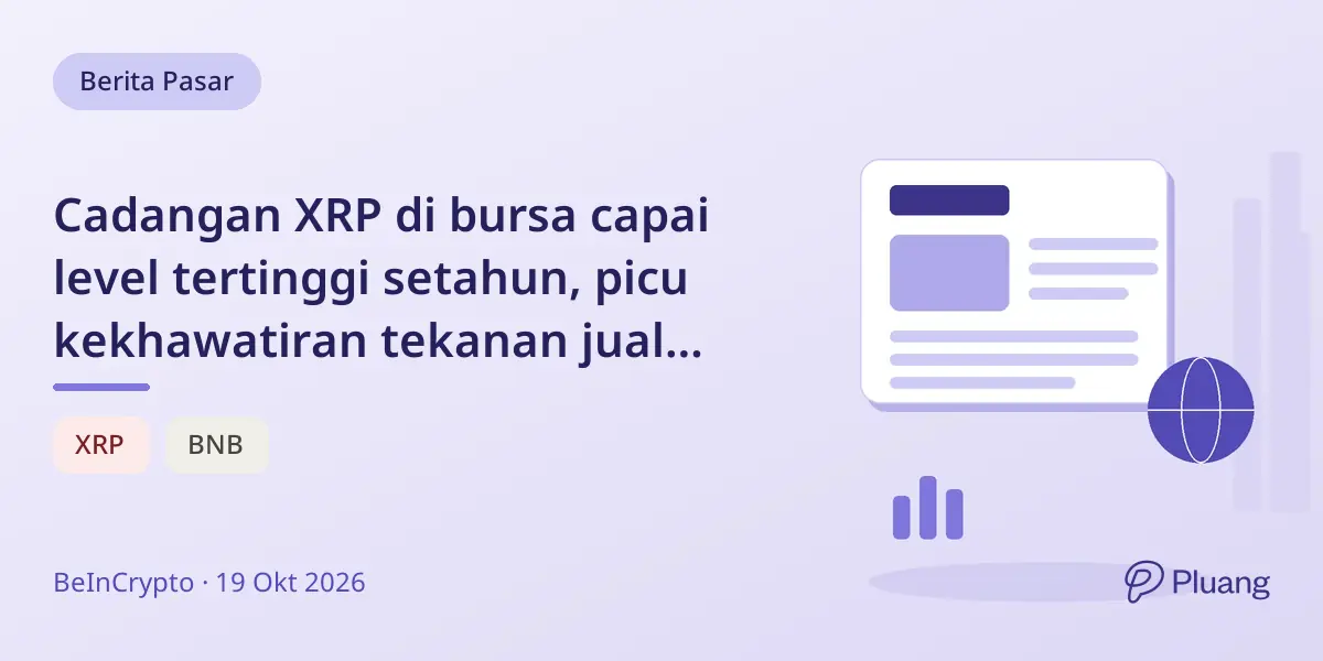 Cadangan XRP di bursa capai level tertinggi setahun, picu kekhawatiran tekanan jual jangka pendek.