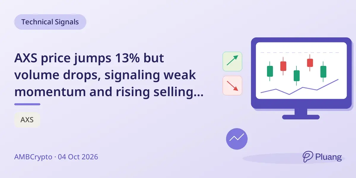 AXS price jumps 13% but volume drops, signaling weak momentum and rising selling pressure.