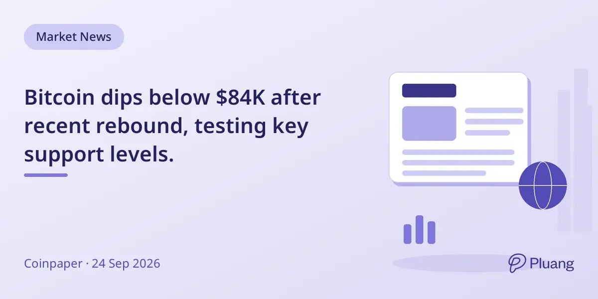 Bitcoin dips below $84K after recent rebound, testing key support levels.