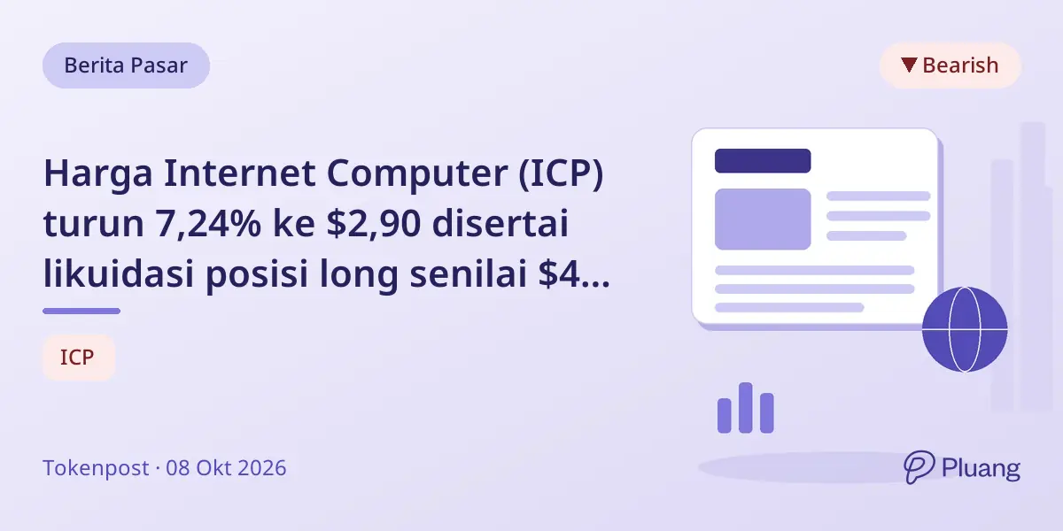 Harga Internet Computer (ICP) turun 7,24% ke $2,90 disertai likuidasi posisi long senilai $40 ribu