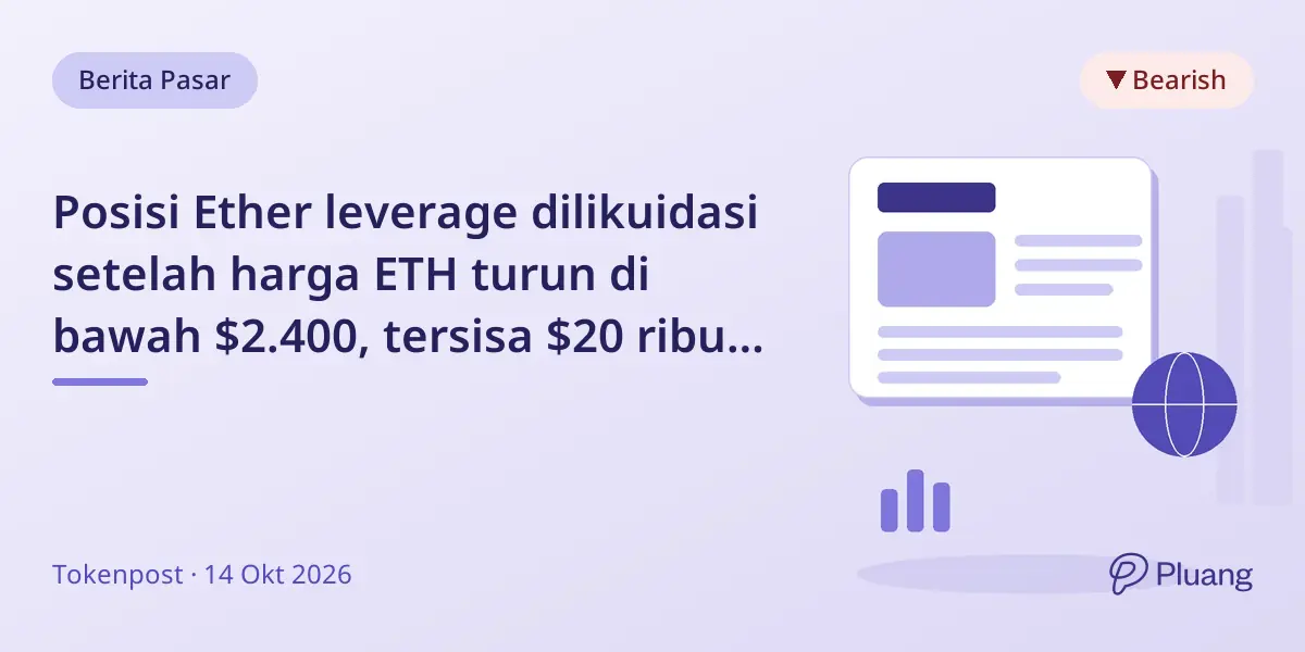 Posisi Ether leverage dilikuidasi setelah harga ETH turun di bawah $2.400, tersisa $20 ribu jaminan.