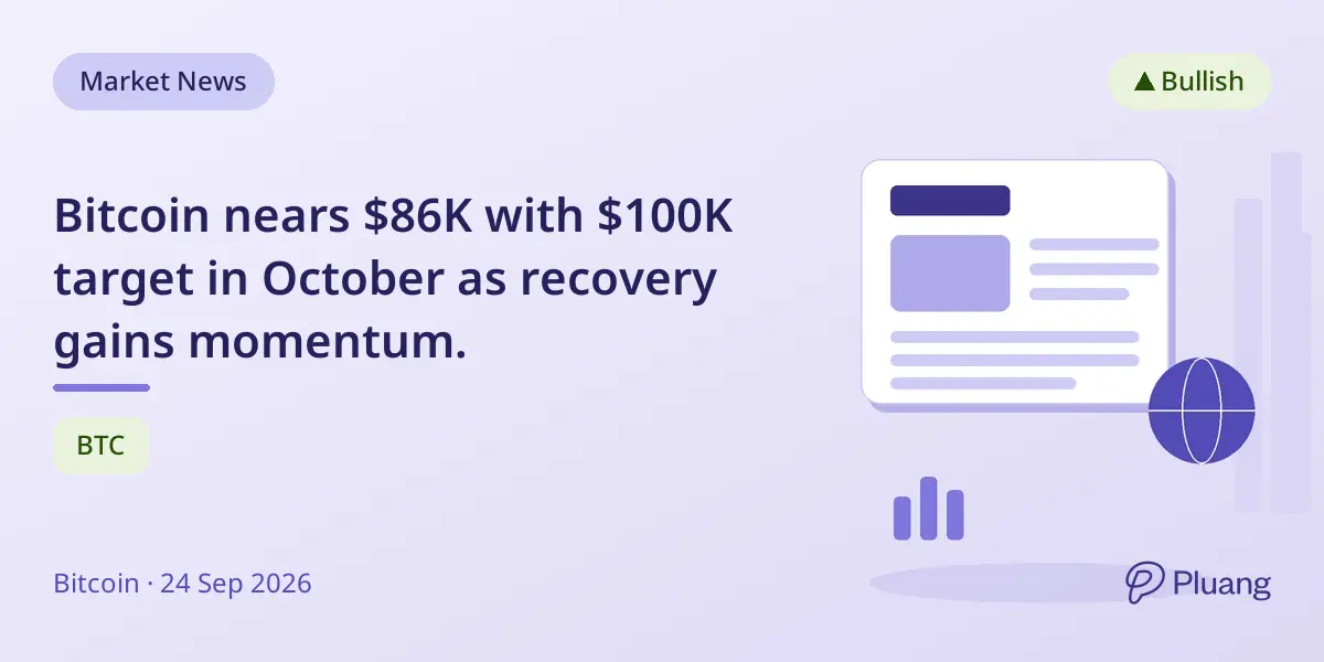 Bitcoin nears $86K with $100K target in October as recovery gains momentum.