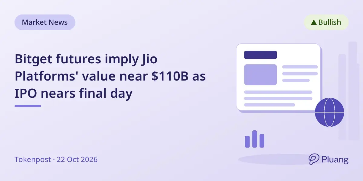 Bitget futures imply Jio Platforms' value near $110B as IPO nears final day