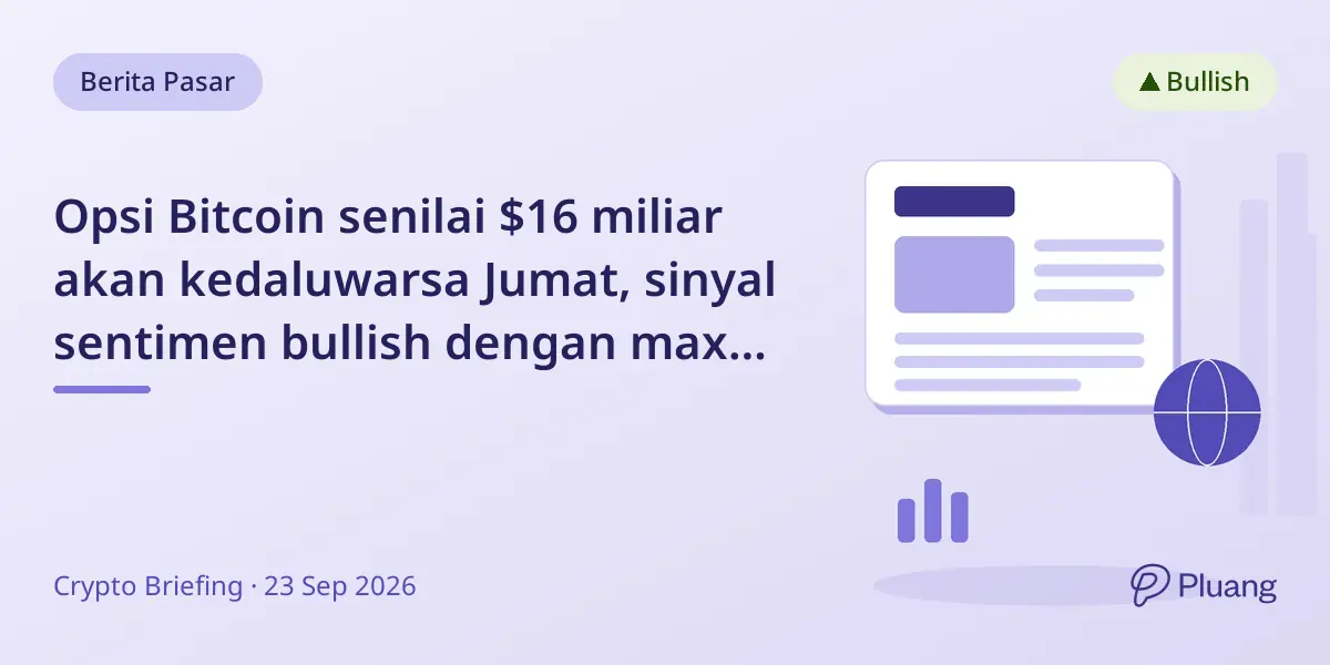 Opsi Bitcoin senilai $16 miliar akan kedaluwarsa Jumat, sinyal sentimen bullish dengan max pain $10 ribu di bawah harga spot.