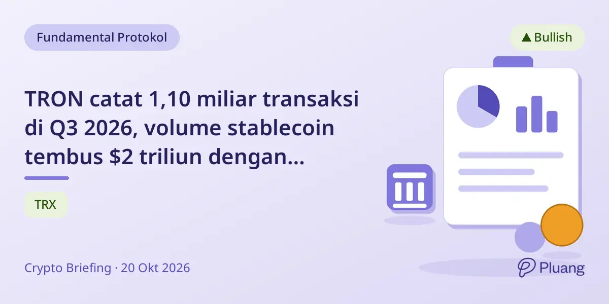 TRON catat 1,10 miliar transaksi di Q3 2026, volume stablecoin tembus $2 triliun dengan aktivitas pengguna naik.