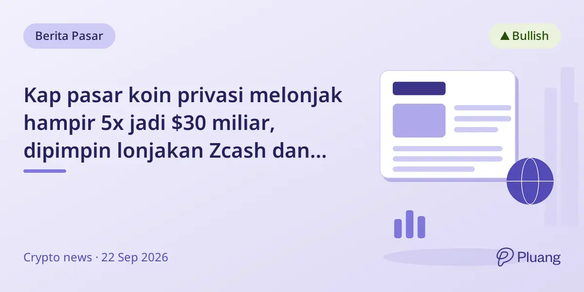 Kap pasar koin privasi melonjak hampir 5x jadi $30 miliar, dipimpin lonjakan Zcash dan minat institusional.