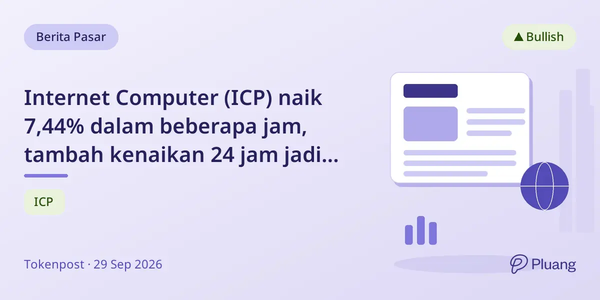Internet Computer (ICP) naik 7,44% dalam beberapa jam, tambah kenaikan 24 jam jadi 8,21%.
