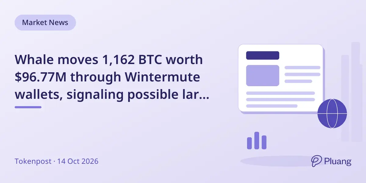 Whale moves 1,162 BTC worth $96.77M through Wintermute wallets, signaling possible large Bitcoin purchase.