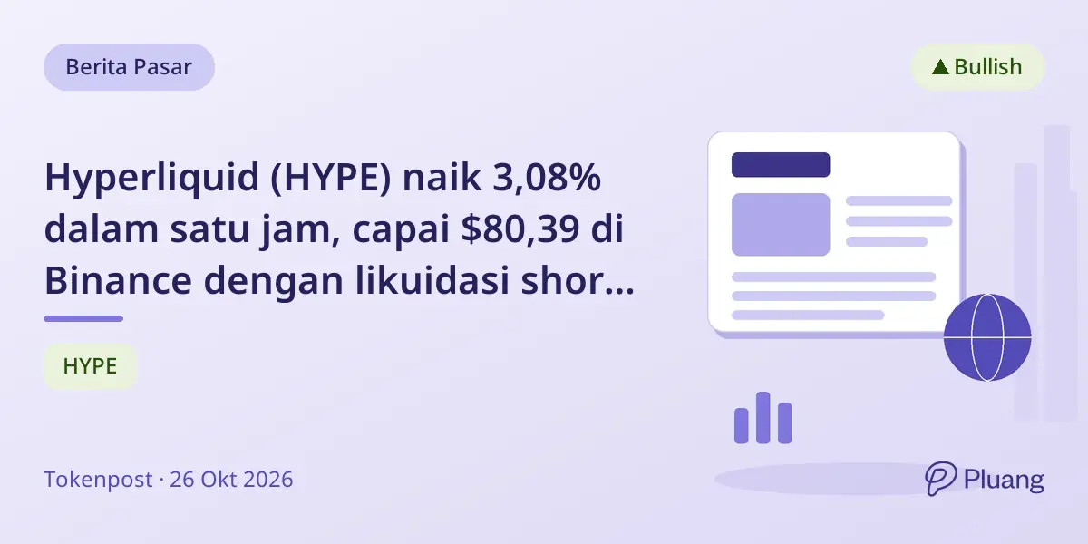 Hyperliquid (HYPE) naik 3,08% dalam satu jam, capai $80,39 di Binance dengan likuidasi short $290 ribu.