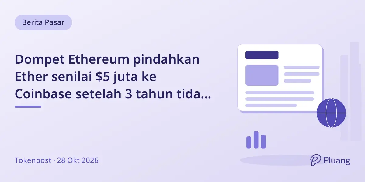 Dompet Ethereum pindahkan Ether senilai $5 juta ke Coinbase setelah 3 tahun tidak aktif