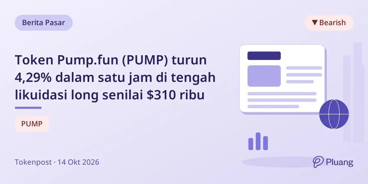 Token Pump.fun (PUMP) turun 4,29% dalam satu jam di tengah likuidasi long senilai $310 ribu