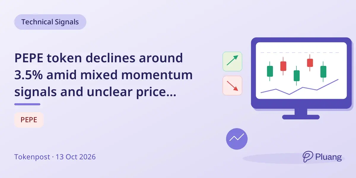 PEPE token declines around 3.5% amid mixed momentum signals and unclear price direction on Binance.