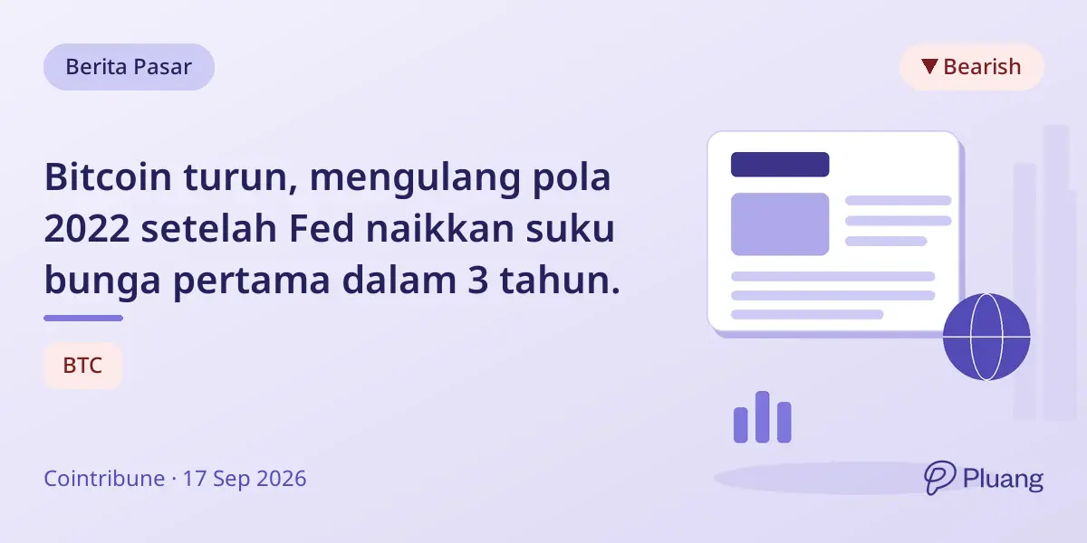 Bitcoin turun, mengulang pola 2022 setelah Fed naikkan suku bunga pertama dalam 3 tahun.