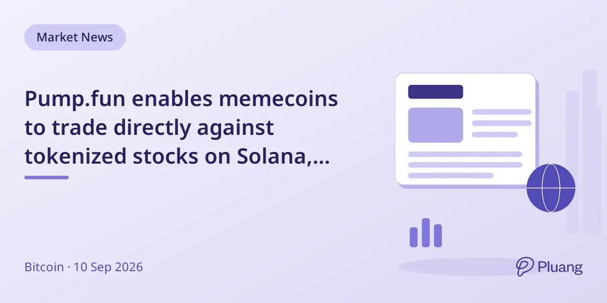 Pump.fun enables memecoins to trade directly against tokenized stocks on Solana, blending crypto and real-world assets.