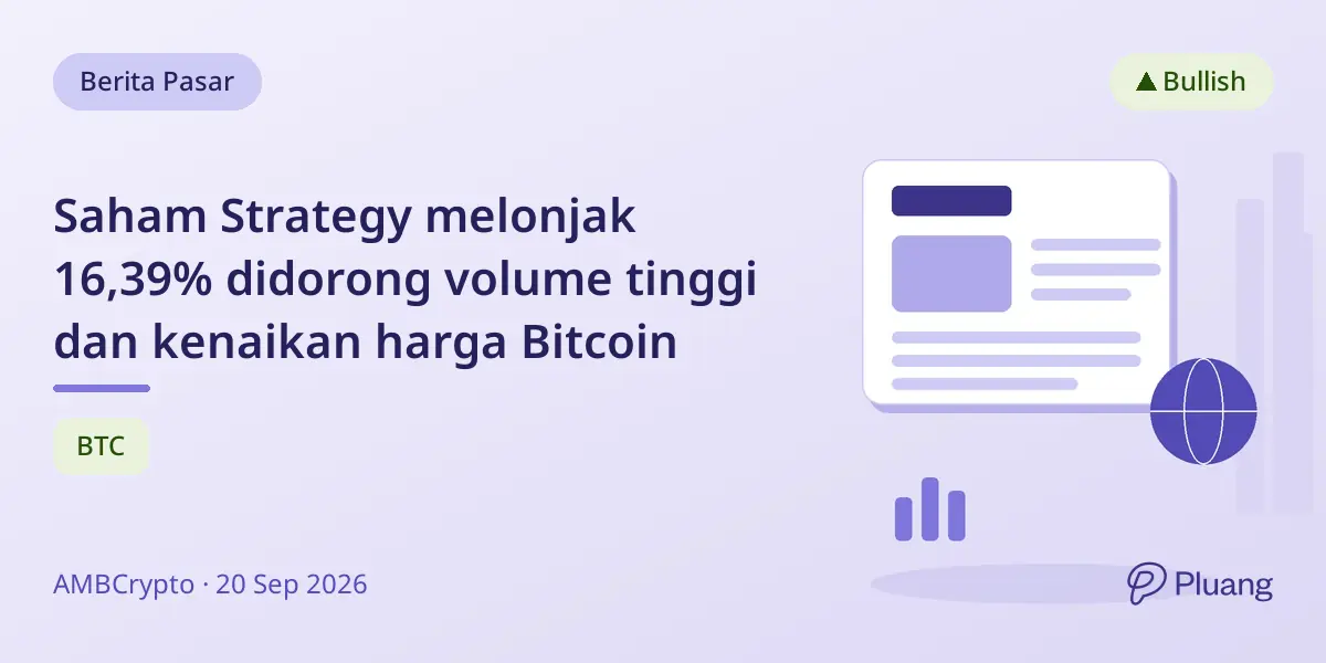 Saham Strategy melonjak 16,39% didorong volume tinggi dan kenaikan harga Bitcoin