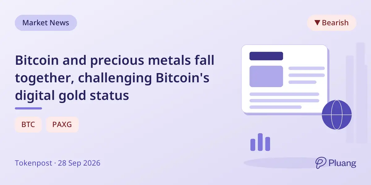Bitcoin and precious metals fall together, challenging Bitcoin's digital gold status
