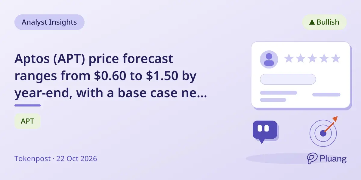 Aptos (APT) price forecast ranges from $0.60 to $1.50 by year-end, with a base case near $0.80-$1.00.