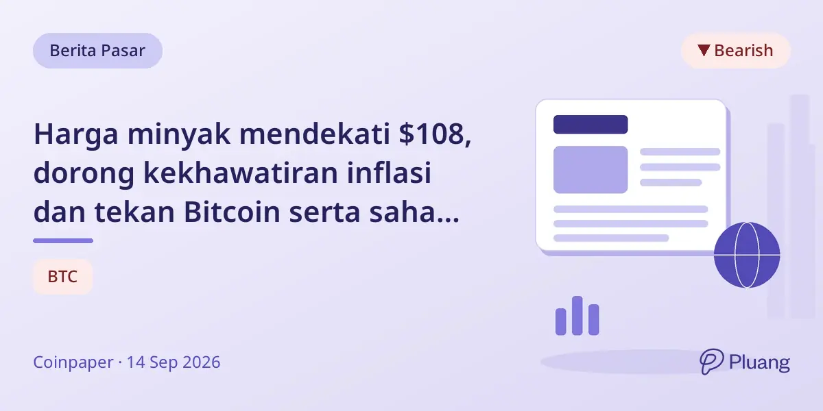 Harga minyak mendekati $108, dorong kekhawatiran inflasi dan tekan Bitcoin serta saham teknologi terkait suku bunga Fed.