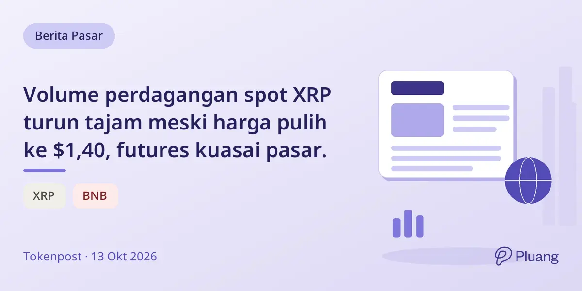 Volume perdagangan spot XRP turun tajam meski harga pulih ke $1,40, futures kuasai pasar.