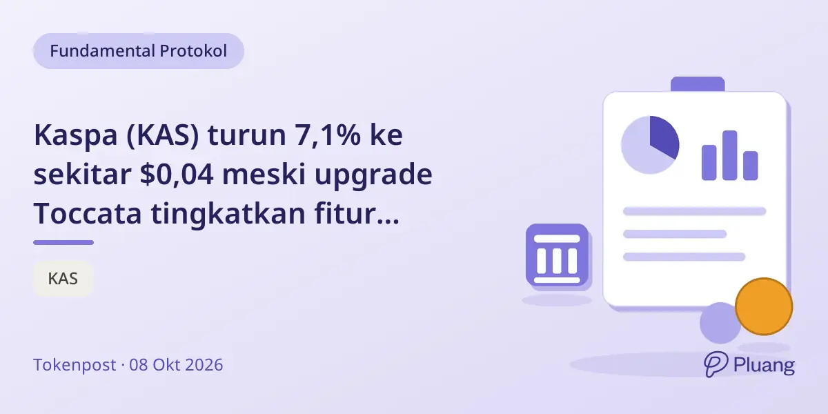 Kaspa (KAS) turun 7,1% ke sekitar $0,04 meski upgrade Toccata tingkatkan fitur jaringan