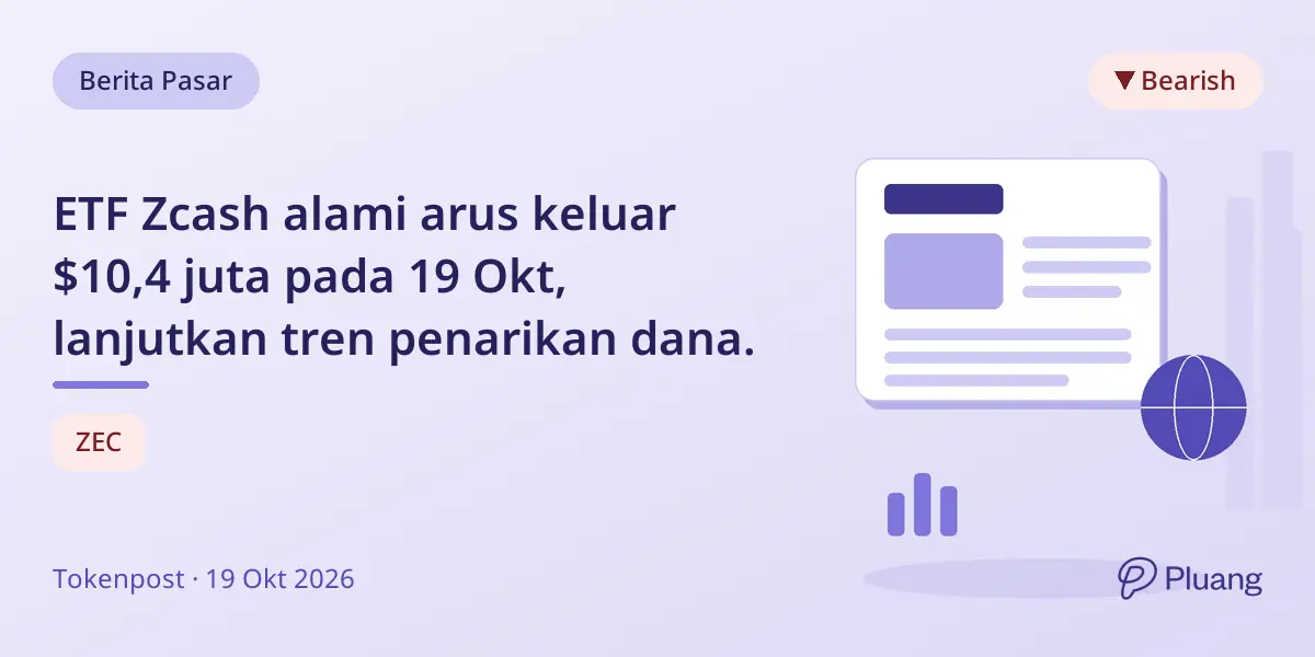 ETF Zcash alami arus keluar $10,4 juta pada 19 Okt, lanjutkan tren penarikan dana.