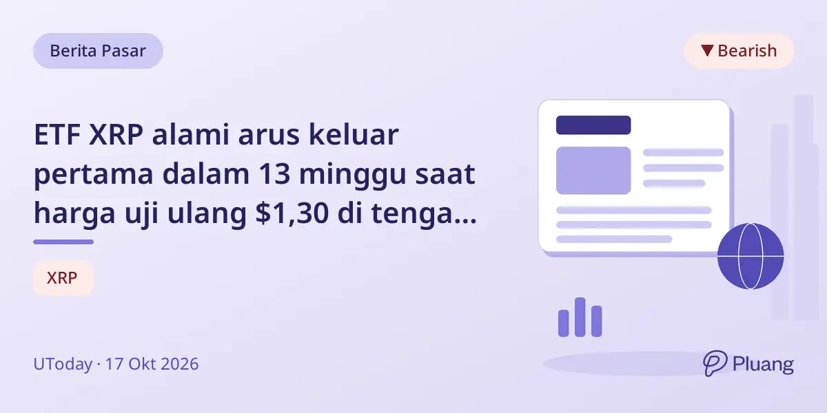 ETF XRP alami arus keluar pertama dalam 13 minggu saat harga uji ulang $1,30 di tengah kehati-hatian pasar