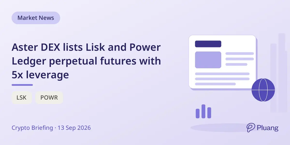 Aster DEX lists Lisk and Power Ledger perpetual futures with 5x leverage