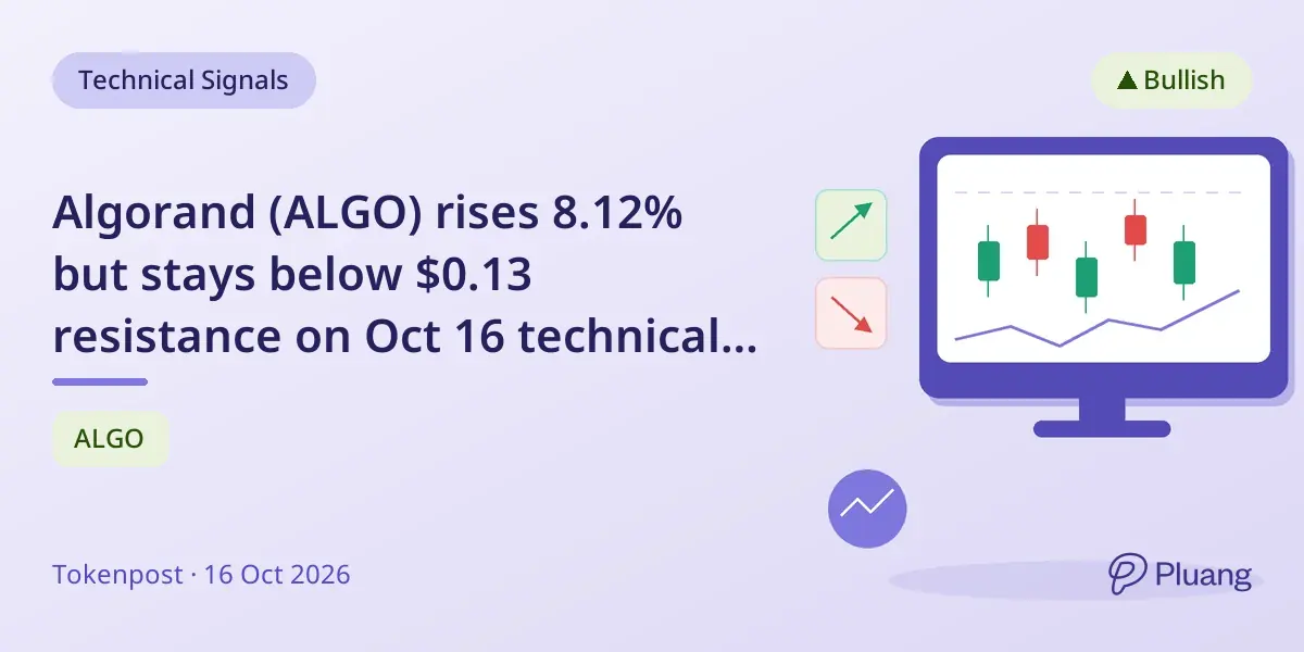 Algorand (ALGO) rises 8.12% but stays below $0.13 resistance on Oct 16 technical setup