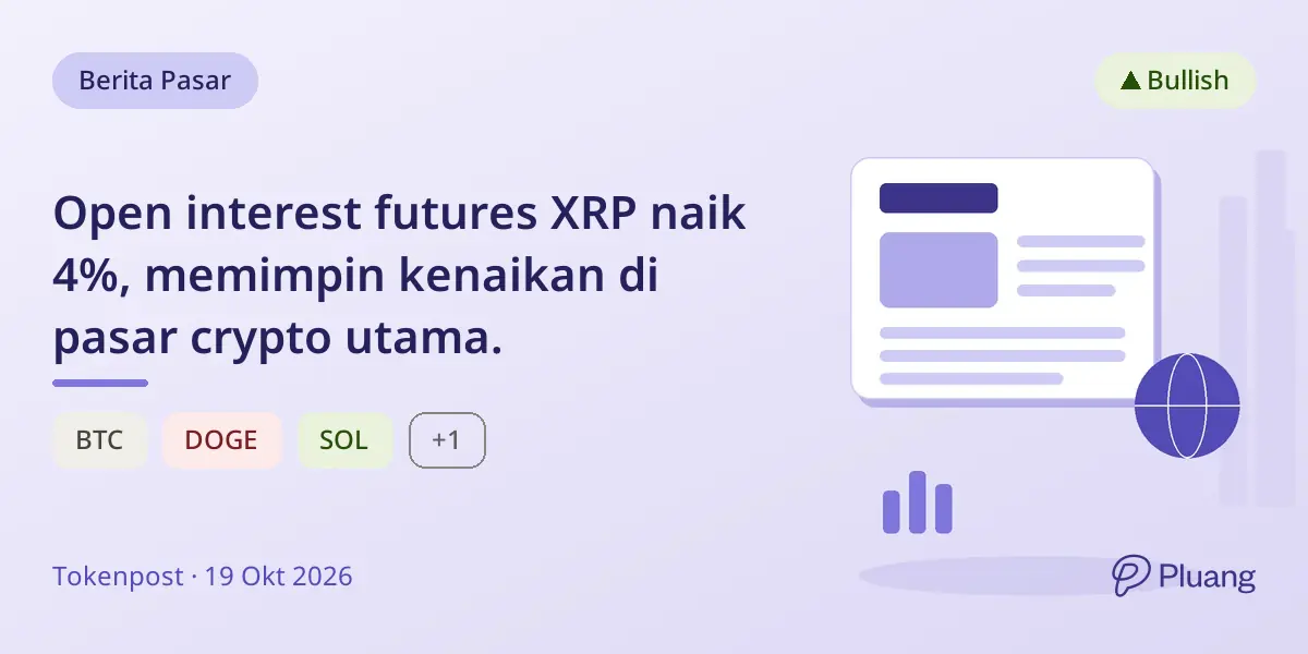 Open interest futures XRP naik 4%, memimpin kenaikan di pasar crypto utama.