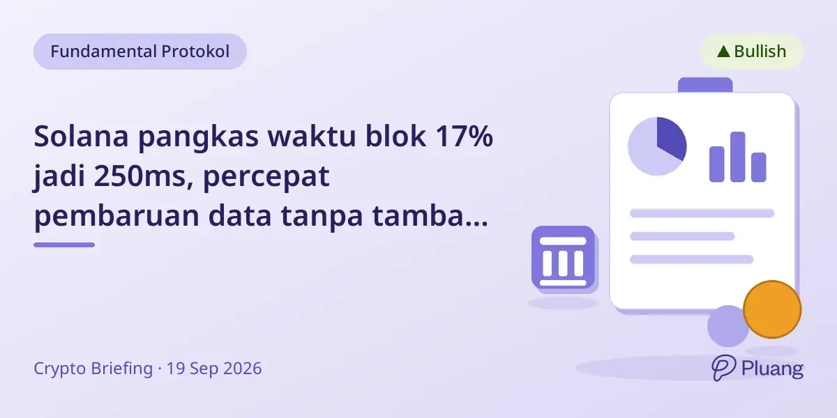 Solana pangkas waktu blok 17% jadi 250ms, percepat pembaruan data tanpa tambah kapasitas transaksi.