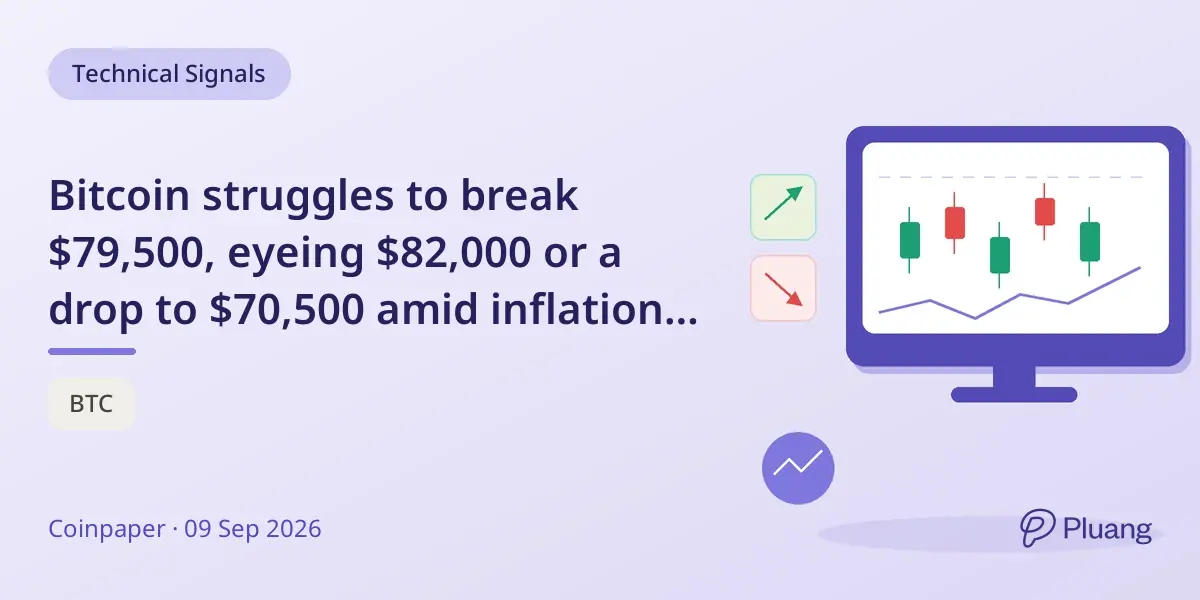 Bitcoin struggles to break $79,500, eyeing $82,000 or a drop to $70,500 amid inflation concerns.