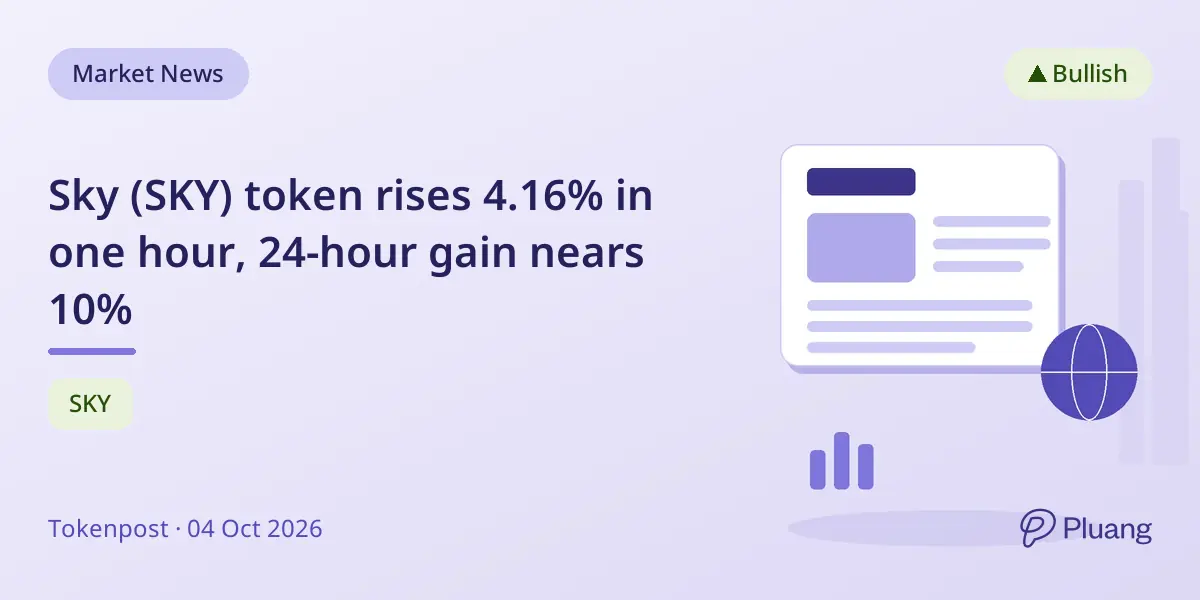 Sky (SKY) token rises 4.16% in one hour, 24-hour gain nears 10%