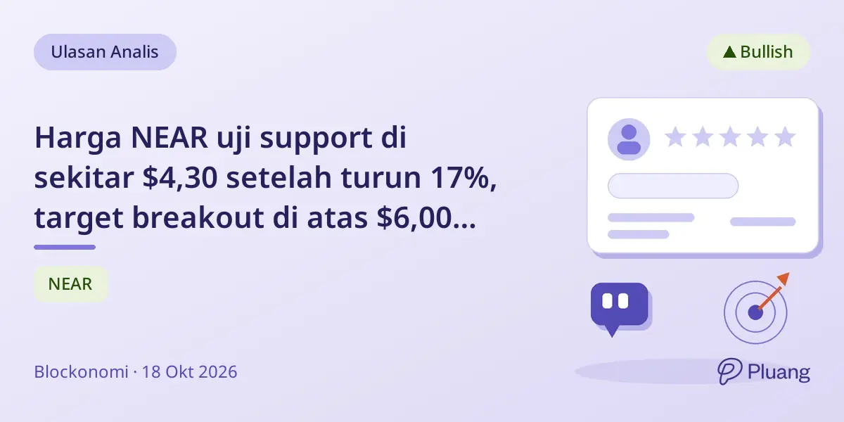 Harga NEAR uji support di sekitar $4,30 setelah turun 17%, target breakout di atas $6,00 dengan potensi naik 81,8%.