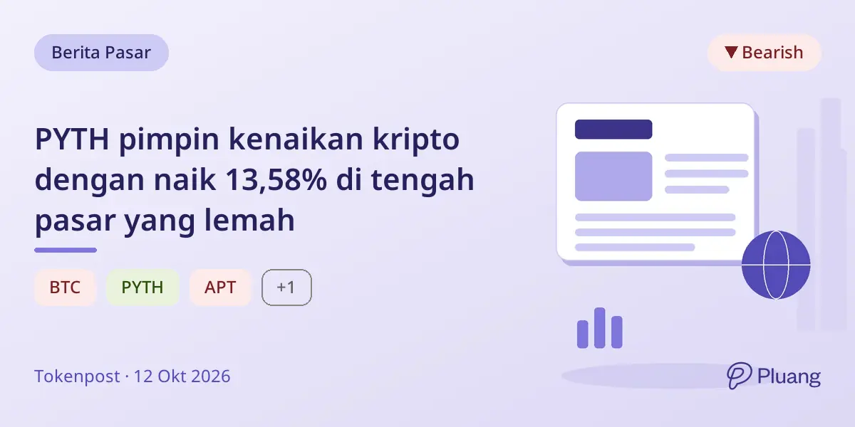 PYTH pimpin kenaikan kripto dengan naik 13,58% di tengah pasar yang lemah