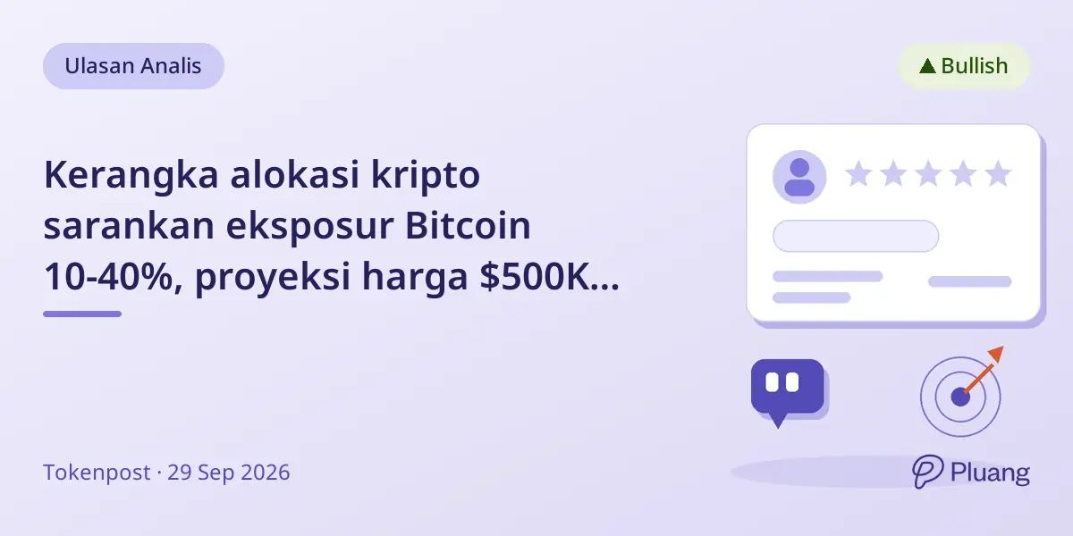 Kerangka alokasi kripto sarankan eksposur Bitcoin 10-40%, proyeksi harga $500K pada 2030 jika 1% aset global masuk BTC