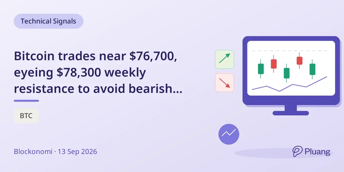 Bitcoin trades near $76,700, eyeing $78,300 weekly resistance to avoid bearish pattern repeat.