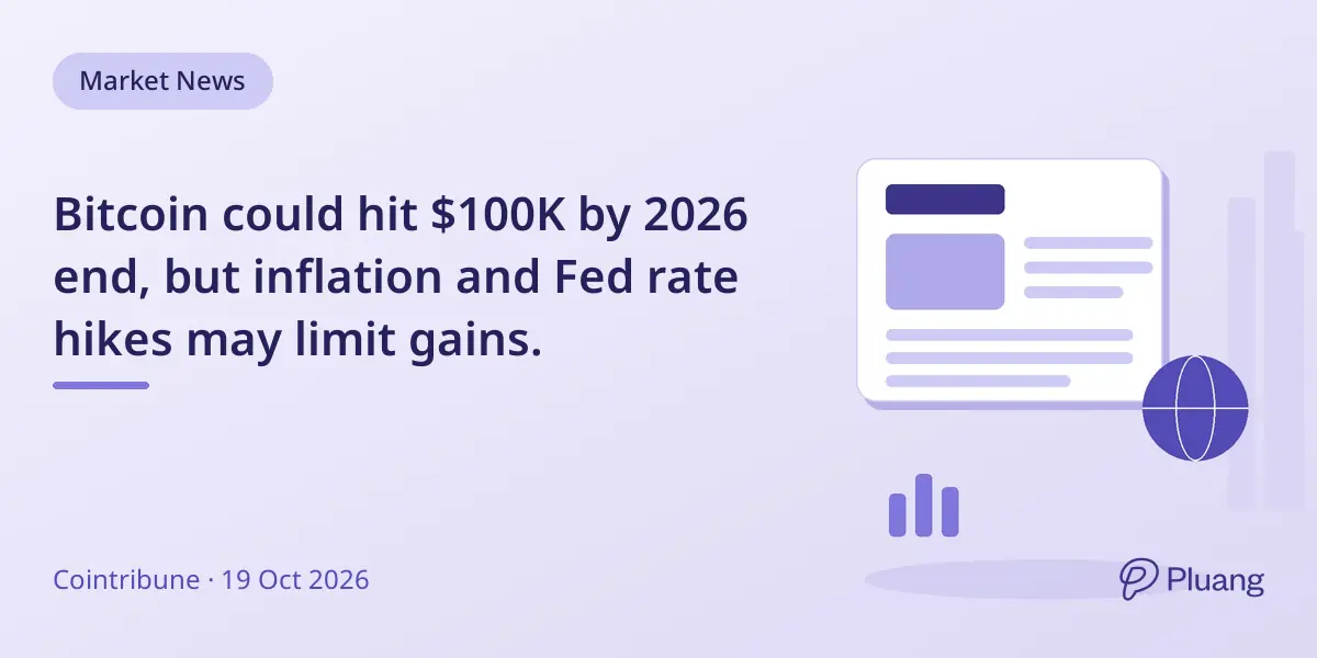 Bitcoin could hit $100K by 2026 end, but inflation and Fed rate hikes may limit gains.