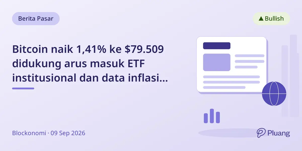 Bitcoin naik 1,41% ke $79.509 didukung arus masuk ETF institusional dan data inflasi mendatang.