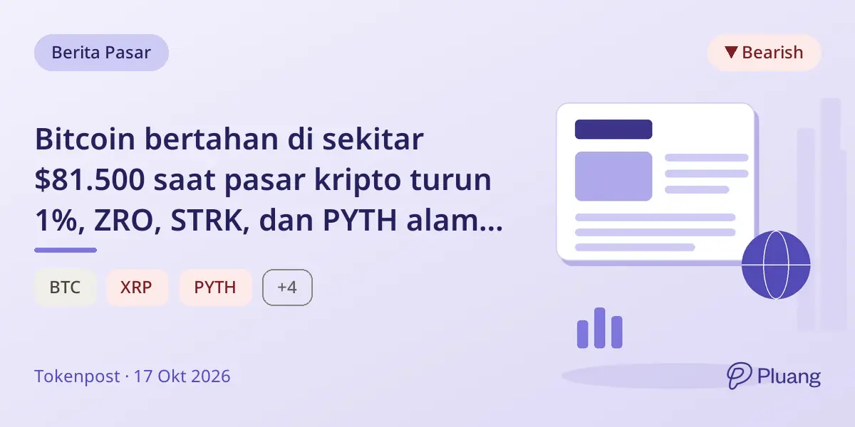Bitcoin bertahan di sekitar $81.500 saat pasar kripto turun 1%, ZRO, STRK, dan PYTH alami kerugian besar.