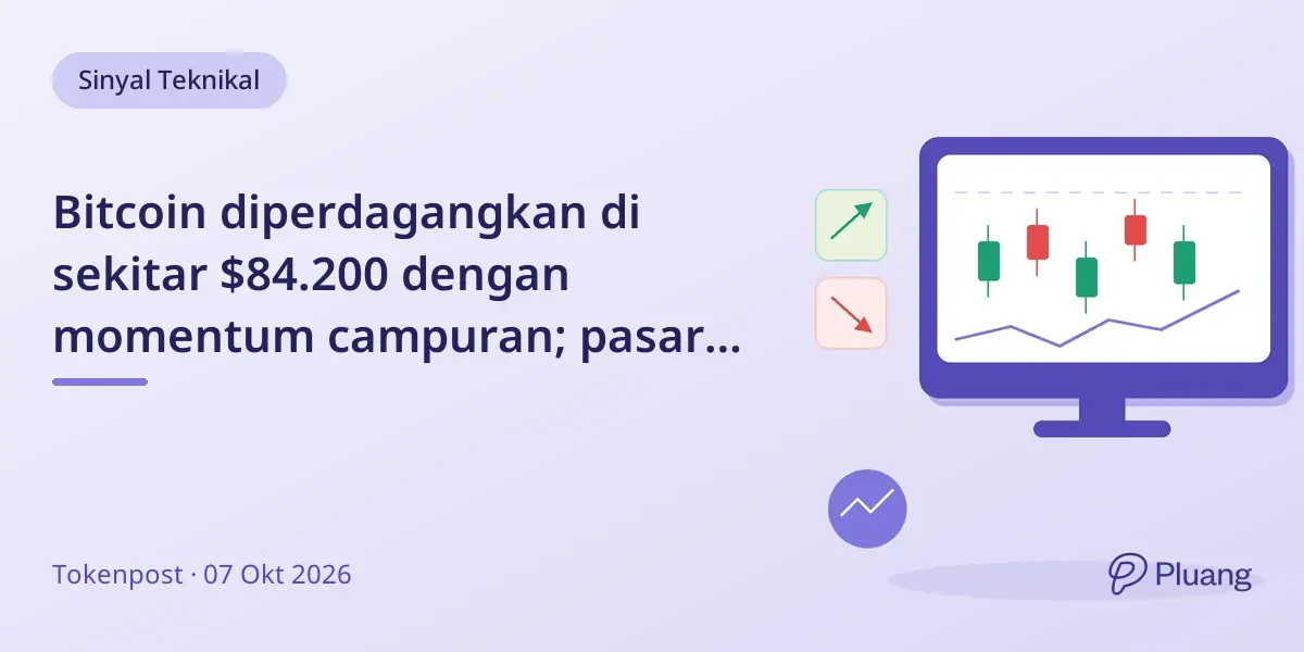 Bitcoin diperdagangkan di sekitar $84.200 dengan momentum campuran; pasar menunggu arah yang jelas.