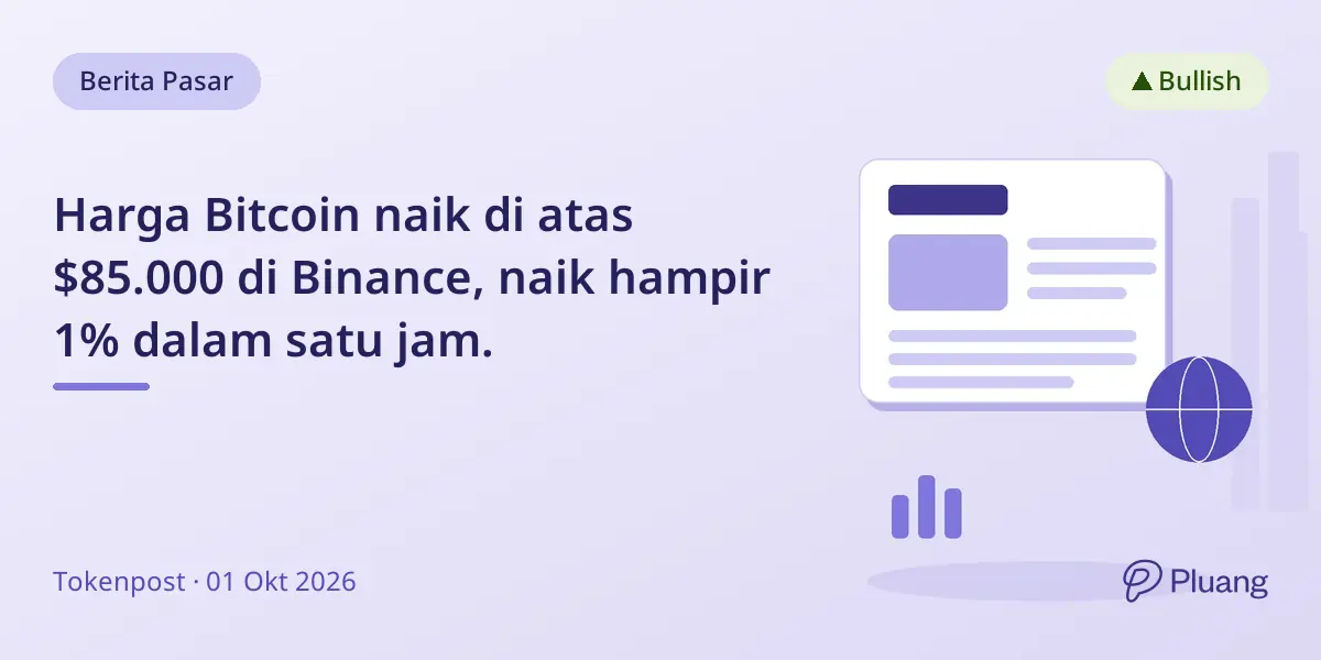Harga Bitcoin naik di atas $85.000 di Binance, naik hampir 1% dalam satu jam.