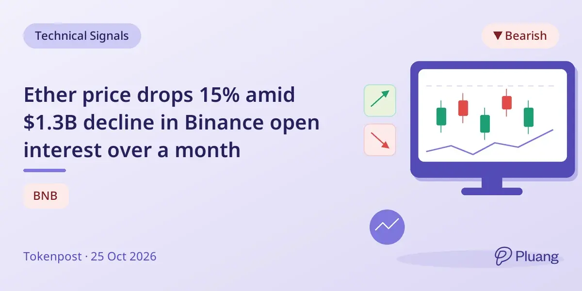 Ether price drops 15% amid $1.3B decline in Binance open interest over a month