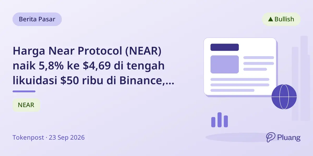 Harga Near Protocol (NEAR) naik 5,8% ke $4,69 di tengah likuidasi $50 ribu di Binance, Bybit, dan OKX