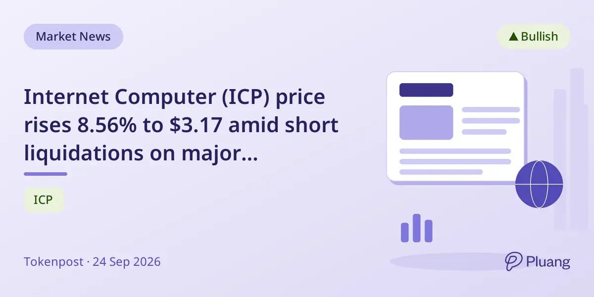 Internet Computer (ICP) price rises 8.56% to $3.17 amid short liquidations on major exchanges