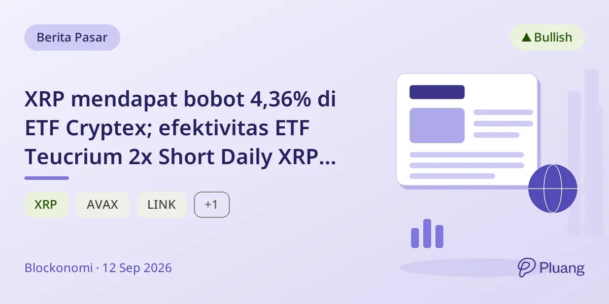 XRP mendapat bobot 4,36% di ETF Cryptex; efektivitas ETF Teucrium 2x Short Daily XRP ditunda ke 11 Oktober
