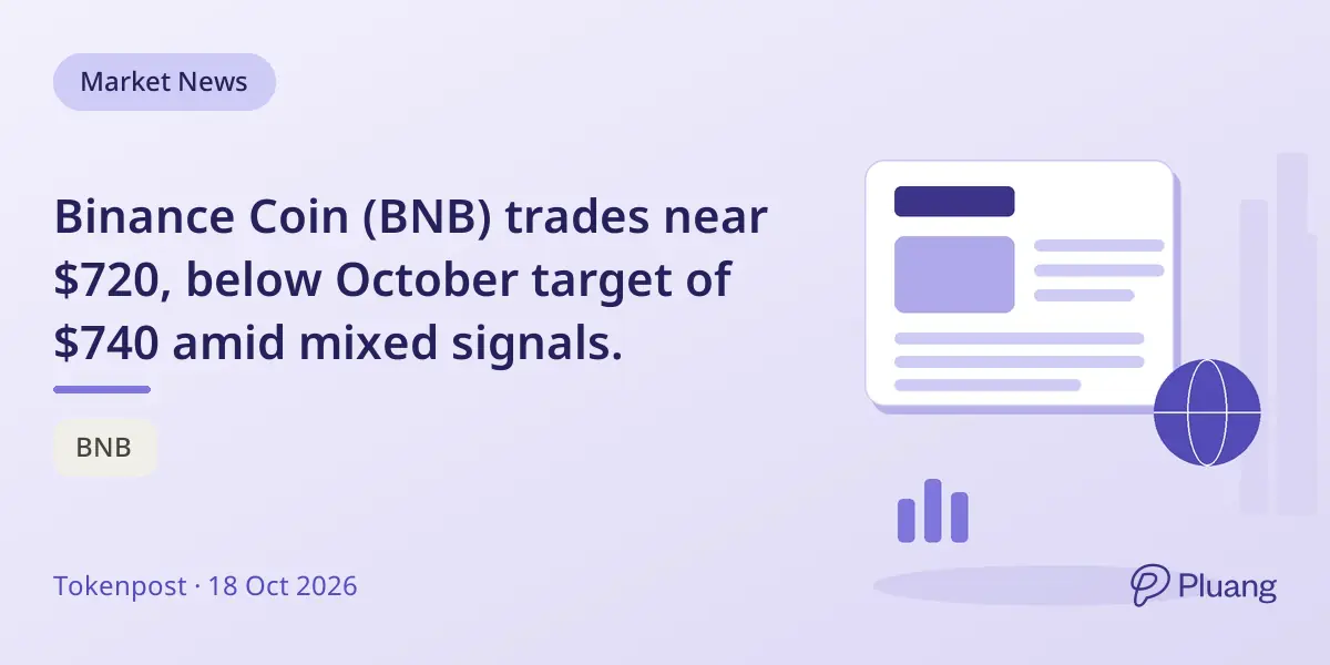Binance Coin (BNB) trades near $720, below October target of $740 amid mixed signals.