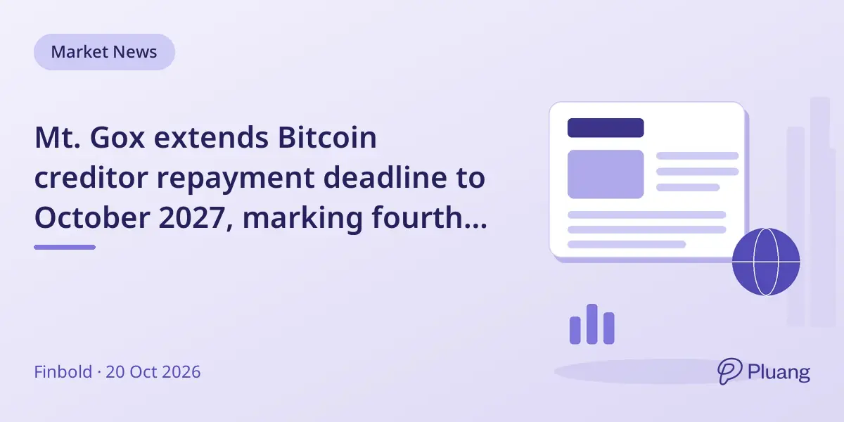 Mt. Gox extends Bitcoin creditor repayment deadline to October 2027, marking fourth delay since 2014 collapse.