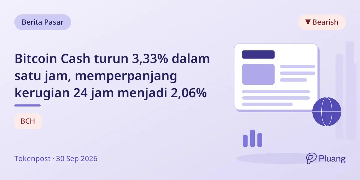 Bitcoin Cash turun 3,33% dalam satu jam, memperpanjang kerugian 24 jam menjadi 2,06%