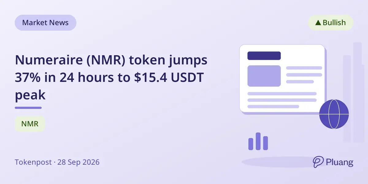 Numeraire (NMR) token jumps 37% in 24 hours to $15.4 USDT peak